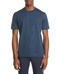 Emporio Armani Chevron Texture T Shirt In Solid Blue Navy At Nordstrom
