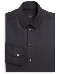 Giorgio Armani Textured Chevron Regular Fit Dress Shirt
