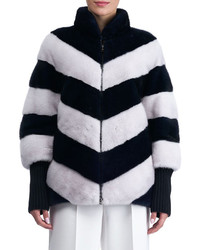GORSKI Chevron Mink Fur Jacket With Cashmere Sleeves