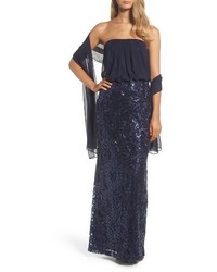 Vince Camuto Blouson Gown With Shawl