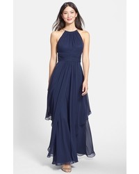 Eliza J Chiffon Halter Gown Size 8 Blue