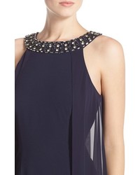 Vince Camuto Sleeveless Chiffon Overlay Gown With Beaded Neckline