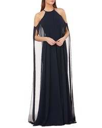 Carmen Marc Valvo Infusion Split Chiffon Halter Gown