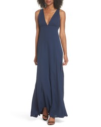 WAYF The Kiara Empire Plunge Neck Gown