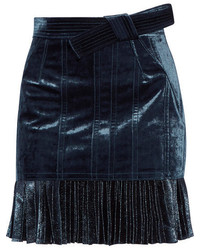 3.1 Phillip Lim Velvet And Metallic Chiffon Mini Skirt Navy