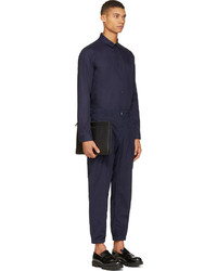 08sircus Navy Crumpled Cotton Trousers