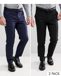 ASOS DESIGN 2 Pack Skinny Trouser In Black And Navy Save