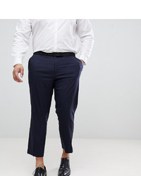 ASOS DESIGN Asos Plus Slim Cropped Smart Trousers In Navy