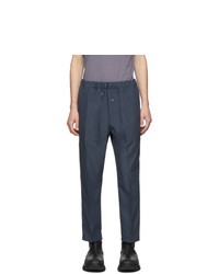 Oamc Blue Cropped Drawcord Trousers
