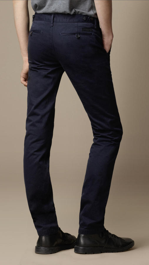 Burberry Heavy Cotton Twill Skinny Fit Chinos, $195 | Burberry | Lookastic