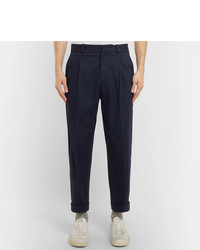 Acne Studios Cropped Pierre Pleated Stretch Cotton Trousers