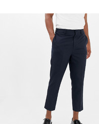 Noak Drop Crotch Tapered Cropped Smart Trouser In Navy