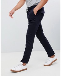 MOSS BROS Moss London Drawstring Tapered Jersey Trousers In Navy