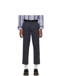 Noah NYC Navy And Black Single Pleat Chino Trousers
