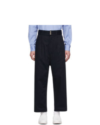 Comme des Garcons Homme Navy Cotton Drill Gart Dyed Trousers
