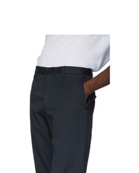 Z Zegna Navy Cotton Satin Trousers