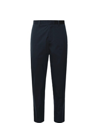 Theory Navy Curtis Tapered Cropped Stretch Cotton Blend Trousers