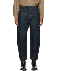 Lemaire Navy Denim Twisted Trousers