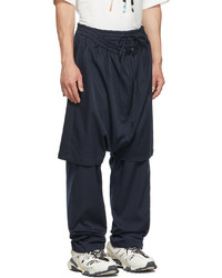 JERIH Navy Double Layered Trousers