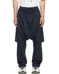 JERIH Navy Double Layered Trousers