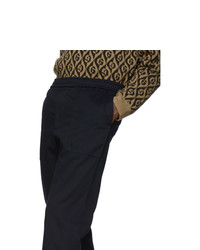 Gucci Navy Drawstring Zip Trousers