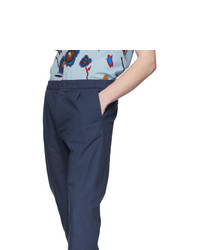 Ps By Paul Smith Navy Elasticized Waist Trousers