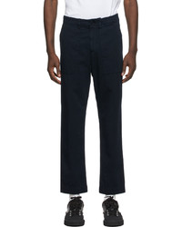 Dries Van Noten Navy Gabardine Trousers