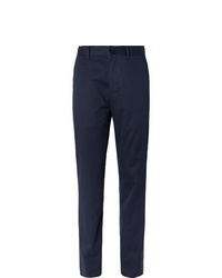 The Row Navy Hunter Slim Fit Cotton And Cashmere Blend Twill Trousers