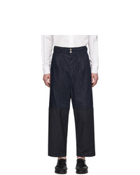 Comme des Garcons Homme Navy Multi Fabric Gart Dyed Trousers