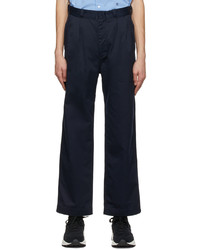 Nanamica Navy Pleated Chino Trousers
