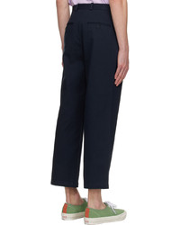 Noah Navy Pleated Trousers
