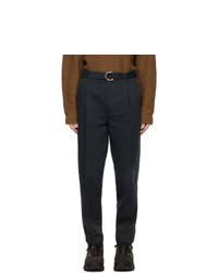 Doublet Navy Silk Chino Trousers