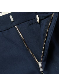 Folk Navy Slim Fit Cotton Suit Trousers