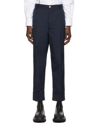 Thom Browne Navy Typewriter Cloth Cuff Chino Trousers