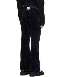 Boramy Viguier Navy Velvet Straight Trousers