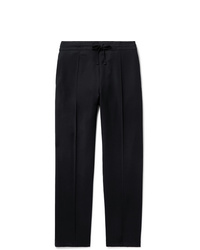 Dunhill Navy Wool Twill Drawstring Trousers