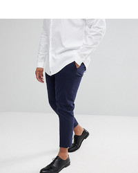 ASOS DESIGN Plus Skinny Cropped Smart Trousers In Navy