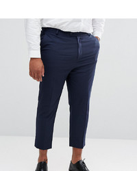 ASOS DESIGN Plus Tapered Smart Trousers In Navy