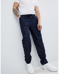ASOS DESIGN Relaxed Trousers With Sequins Stripes In Navy
