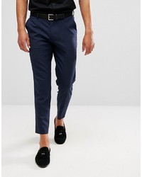 ASOS DESIGN Skinny Cropped Smart Trousers In Navy