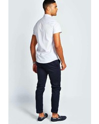Boohoo Skinny Stretch Ankle Length Chinos With Belt
