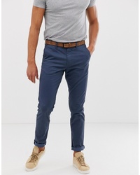 Tom Tailor Slim Fit Chino With Belt In Navy