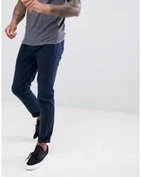 Ted Baker Slim Trousers In Blue Peached Cotton With Drawstrings