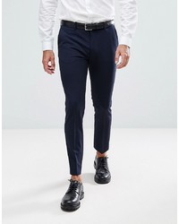 ASOS DESIGN Super Skinny Cropped Smart Trousers In Navy