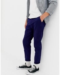 ASOS DESIGN Tapered Chinos In Deep Blue