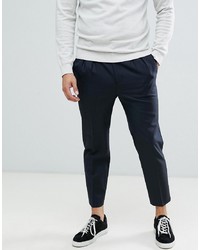 ASOS DESIGN Tapered Crop Smart Trousers In 100% Wool With Double Pleat