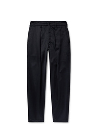 Monitaly Tapered Pleated Vancloth Cotton Sateen Trousers