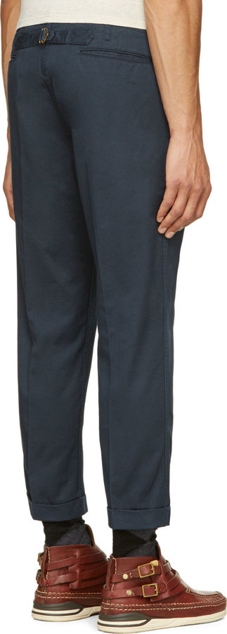 Buy Men Navy Slim Fit Check Casual Trousers Online - 690092 | Allen Solly