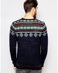 Asos Brand Holidays Sweater With Snowflake Fairisle