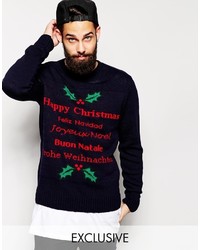 Reclaimed Vintage Holidays Sweater With International Greetings